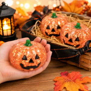 Pumpkin Ghost Squishy Toy – Soft Sensory Stress Relief Toy