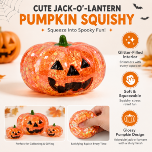 Pumpkin Ghost Squishy Toy – Soft Sensory Stress Relief Toy