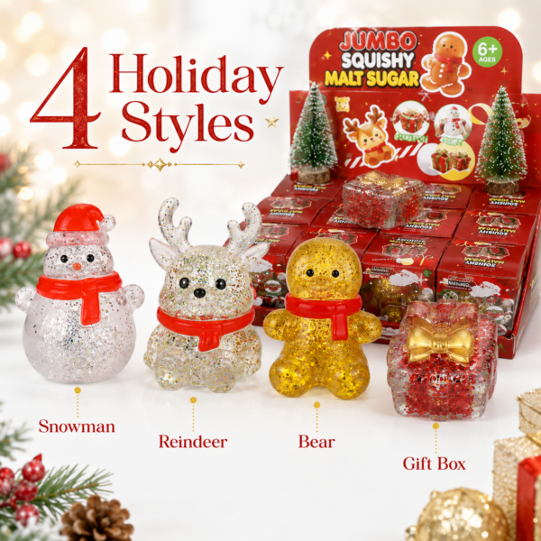 Christmas Mystery Squishy Toys, Holiday Surprise Fidget Toys, Cute Sensory Stress Relief Squeeze Toys, Stocking Stuffers