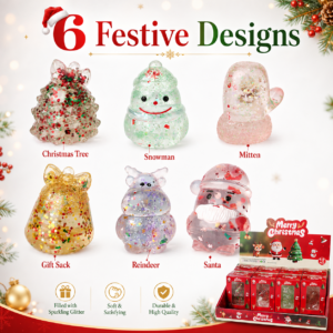 Christmas Glitter Squishy Toy Set