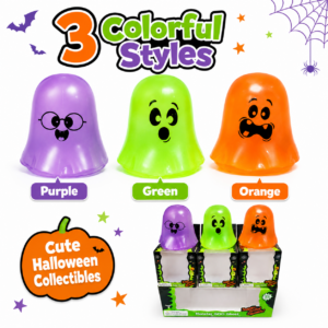 Glow-in-the-Dark Ghost Squishy Toy Set – Mini Halloween Sensory Stress Relief Toys