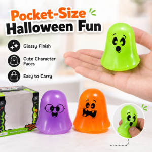 Glow-in-the-Dark Ghost Squishy Toy Set – Mini Halloween Sensory Stress Relief Toys