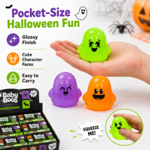 Glow-in-the-Dark Ghost Squishy Toy Set – Mini Halloween Sensory Stress Relief Toys