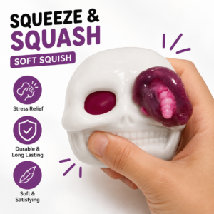 Wholesale Halloween TPR Soft Rubber Skull Design Stress Relief Toy for Kids