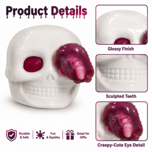 Wholesale Halloween TPR Soft Rubber Skull Design Stress Relief Toy for Kids