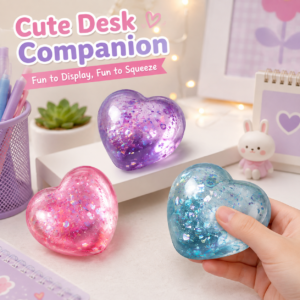 Glitter Heart Squishy Toy – Slow-Rising Sensory Stress Relief Toy