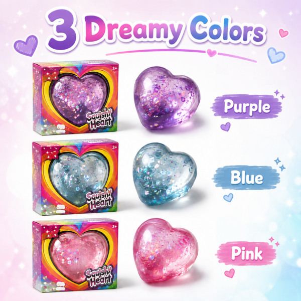 Glitter Heart Squishy Toy Slow-Rising Sensory Stress Relief Toy