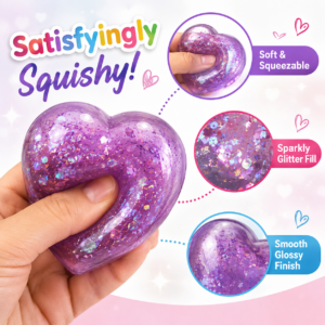 Glitter Heart Squishy Toy – Slow-Rising Sensory Stress Relief Toy
