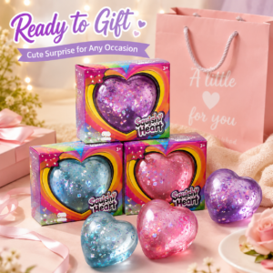 Glitter Heart Squishy Toy – Slow-Rising Sensory Stress Relief Toy