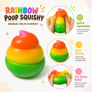 Giant Rainbow Poop Squishy Toy – Soft Slow-Rising Sensory Stress Relief Toy