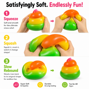 Giant Rainbow Poop Squishy Toy – Soft Slow-Rising Sensory Stress Relief Toy