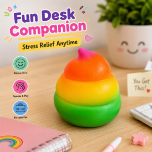 Giant Rainbow Poop Squishy Toy – Soft Slow-Rising Sensory Stress Relief Toy