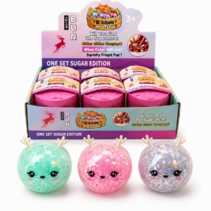 5.5 cm Mini Glitter Christmas Deer and Tree Squeeze Toy