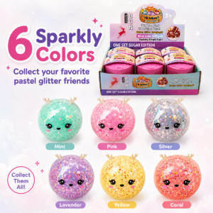 5.5 cm Mini Glitter Christmas Deer and Tree Squeeze Toy
