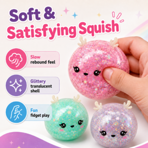 5.5 cm Mini Glitter Christmas Deer and Tree Squeeze Toy