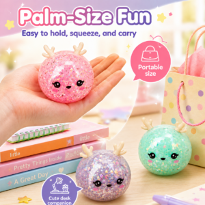 5.5 cm Mini Glitter Christmas Deer and Tree Squeeze Toy