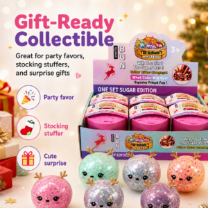 5.5 cm Mini Glitter Christmas Deer and Tree Squeeze Toy