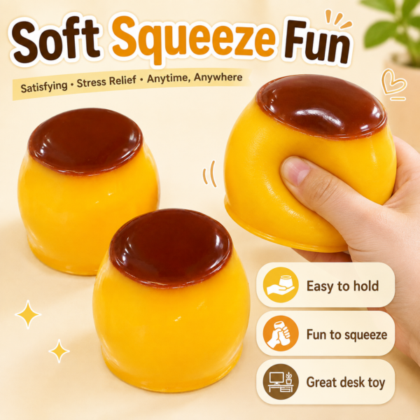Crunchy Pudding Squishy Toy – Slow Rising Sensory Stress Relief Toy