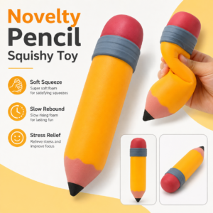 Oversized Realistic Pencil Slow-Recovery Squeeze Toy for Stress Relief