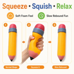 Oversized Realistic Pencil Slow-Recovery Squeeze Toy for Stress Relief