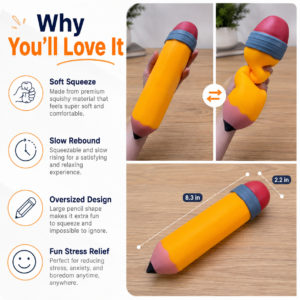 Oversized Realistic Pencil Slow-Recovery Squeeze Toy for Stress Relief