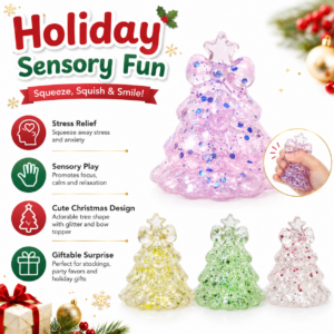 Christmas Tree Squishy Toy with Glitter Bow