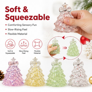 Christmas Tree Squishy Toy with Glitter Bow