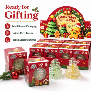 Christmas Tree Squishy Toy with Glitter Bow