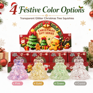 Christmas Tree Squishy Toy with Glitter Bow