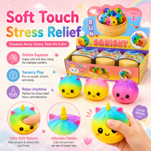Unicorn Cat Dumpling Squishy Toy – Soft Sensory Stress Relief Toy