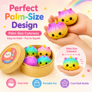 Unicorn Cat Dumpling Squishy Toy – Soft Sensory Stress Relief Toy