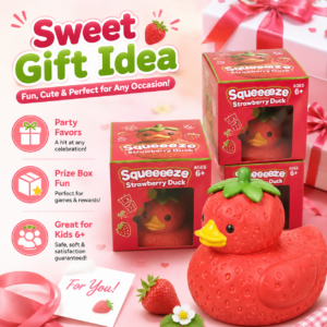 Strawberry Duck Squeeze Toy