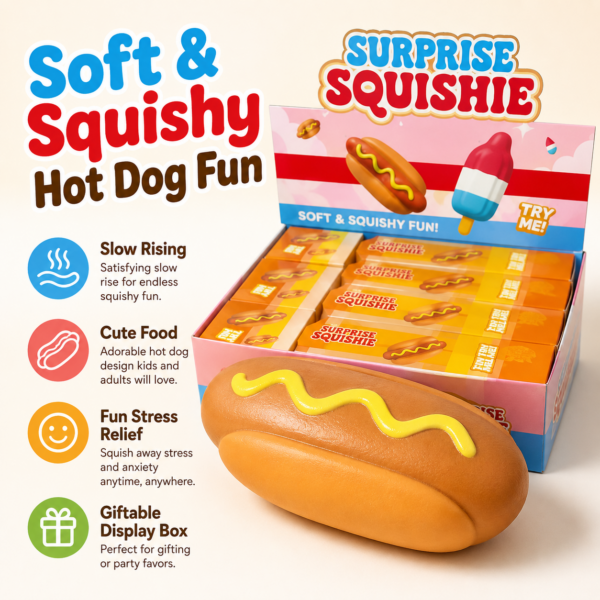 Giant Hot Dog Squishy Toy – Slow Rising Sensory Stress Relief Toy