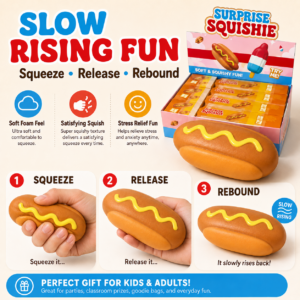 Giant Hot Dog Squishy Toy – Slow Rising Sensory Stress Relief Toy