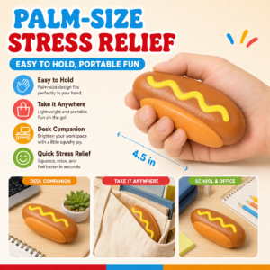 Giant Hot Dog Squishy Toy – Slow Rising Sensory Stress Relief Toy