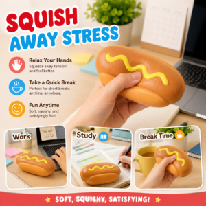 Giant Hot Dog Squishy Toy – Slow Rising Sensory Stress Relief Toy