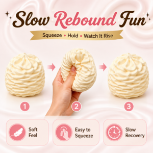 Cream Roll Squishy Toy – Super Soft Slow-Rising Sensory Stress Relief Toy