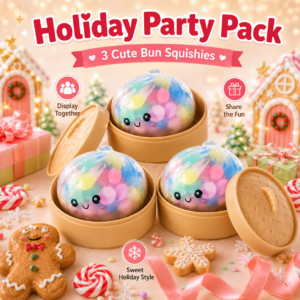 Dumpling Steamed Bun Squishy Toy – Soft Sensory Stress Relief Toy with Colorful Beads