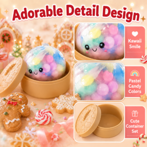 Dumpling Steamed Bun Squishy Toy – Soft Sensory Stress Relief Toy with Colorful Beads