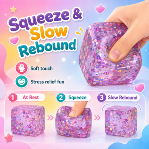 Maltose Fruit Cube Squishy Toy – Soft 3D Sensory Stress Relief Toy
