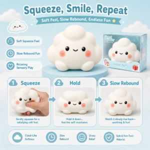 Glowing Cloud Squishy Toy – Soft Sensory Stress Relief Toy