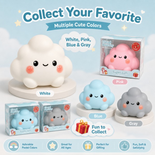 Glowing Cloud Squishy Toy – Soft Sensory Stress Relief Toy