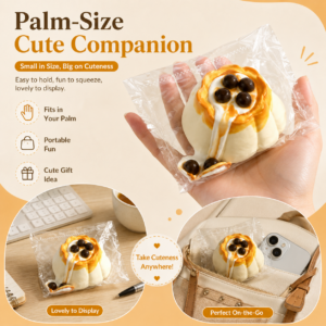 Silicone Pearl Creme Brulee Pudding Squishy Toy in PVC Bag