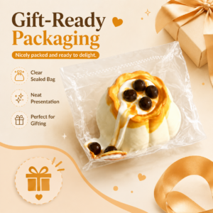 Silicone Pearl Creme Brulee Pudding Squishy Toy in PVC Bag