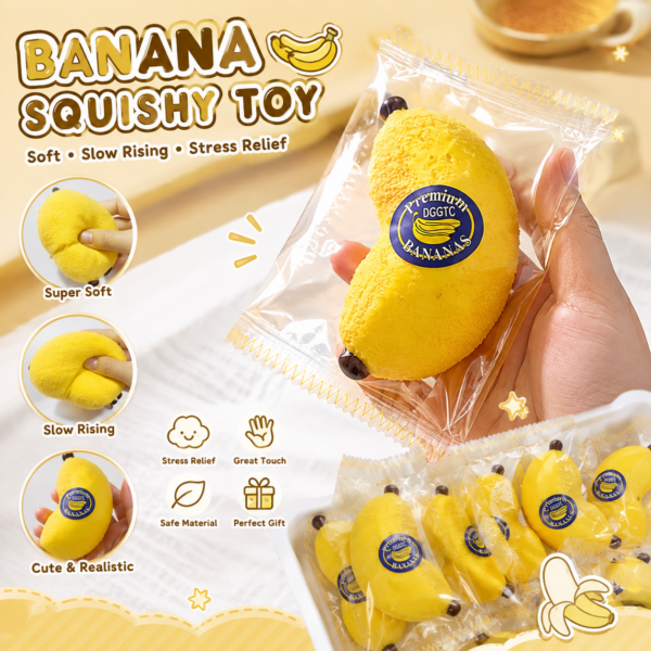 Silicone Banana Teether with Stitched Edge