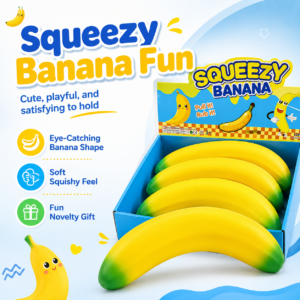 Giant Realistic Banana Stress Relief Squeeze Toy – Bouncy and Rebounding Novelty Gag Toy