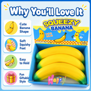 Giant Realistic Banana Stress Relief Squeeze Toy – Bouncy and Rebounding Novelty Gag Toy