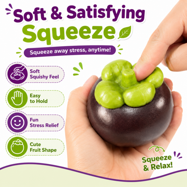 🍇 Mangosteen Squeeze Toy – Realistic Fruit Fidget