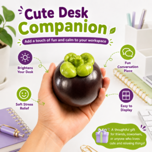 🍇 Mangosteen Squeeze Toy – Realistic Fruit Fidget