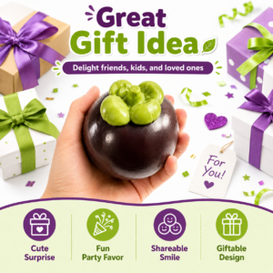 🍇 Mangosteen Squeeze Toy – Realistic Fruit Fidget